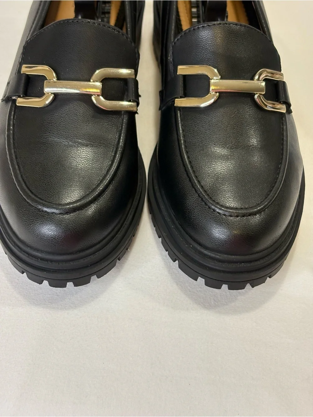 RACHEL ZOE “Mila” Black Lug Sole Bit Loafers SZ 6.5 EUC $65
